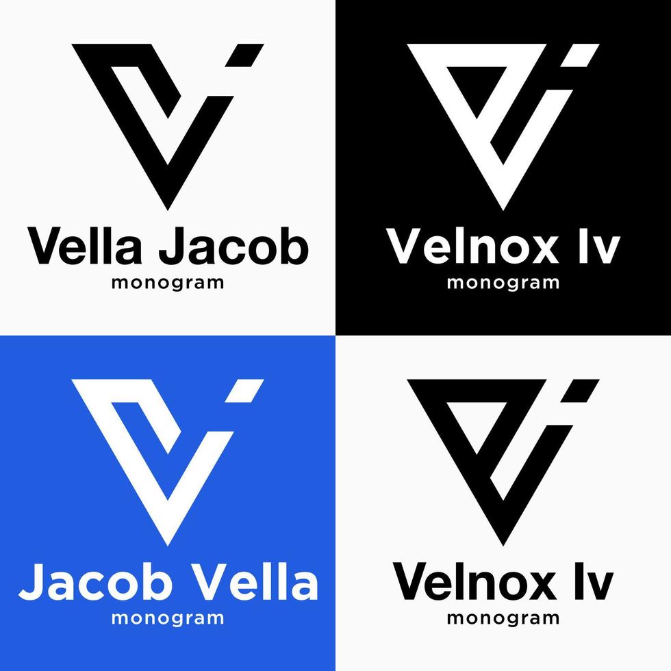 Letter V VJ JV Monogram Alphabet Choice Style Triangle Brand Identity Logo Design Vector
