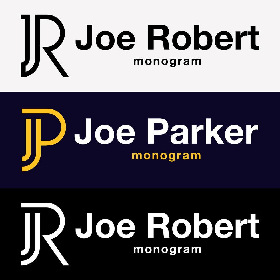 Letter JR JP Monogram Choice Symbol Elegant Modern Style Business Brand Identity Logo Design Vector