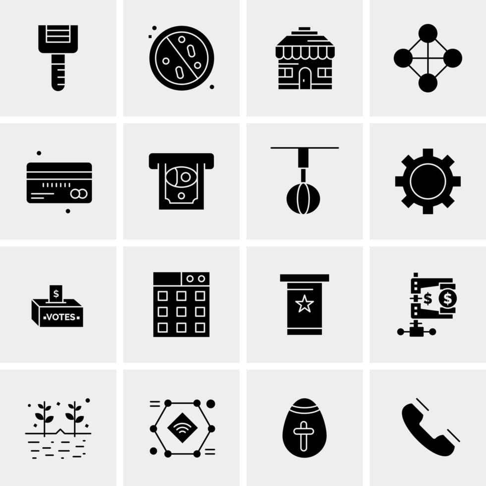 16 iconos de negocios universales vector ilustración de icono creativo para usar en proyectos relacionados con la web y dispositivos móviles