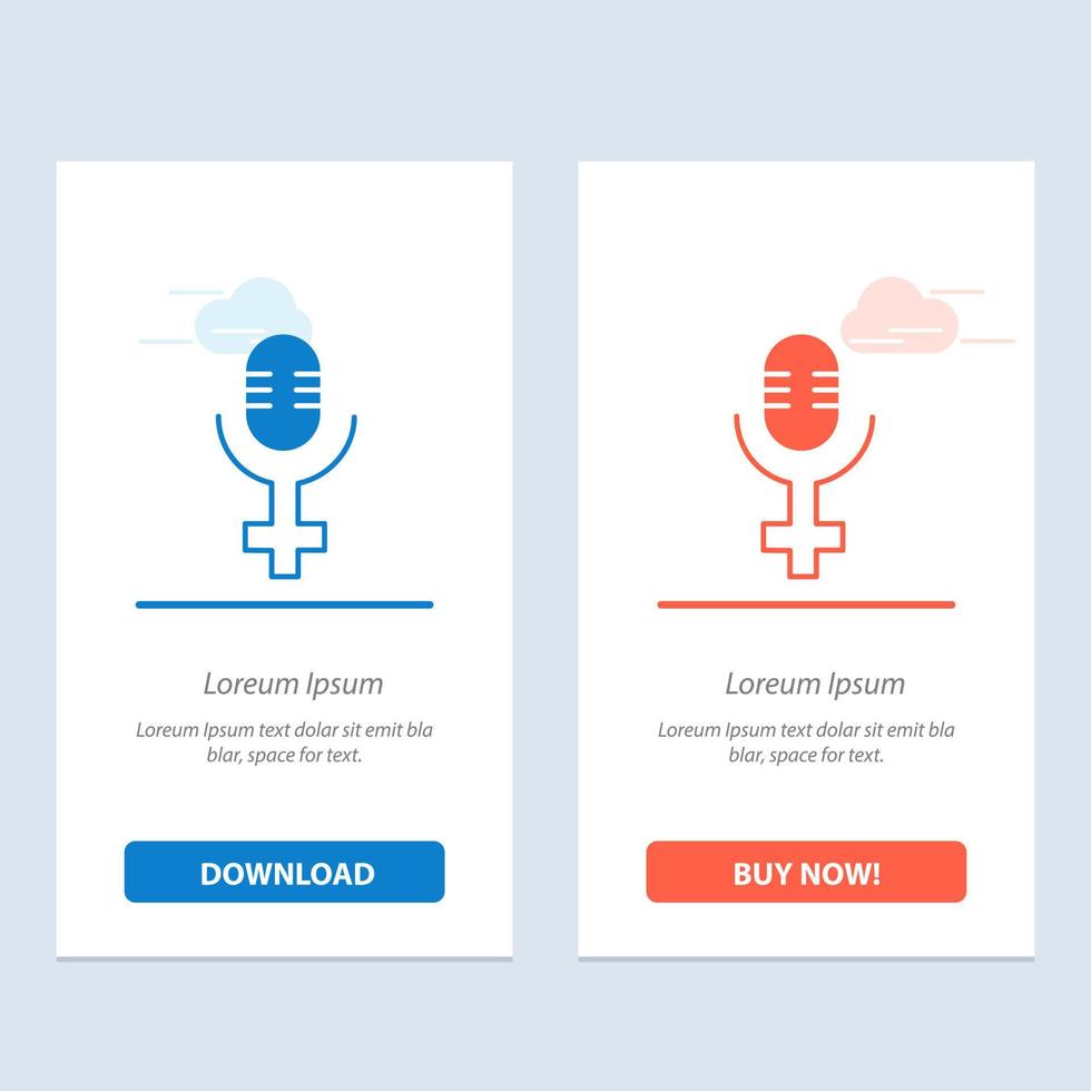 Microphone Record  Blue and Red Download and Buy Now web Widget Card Template vector