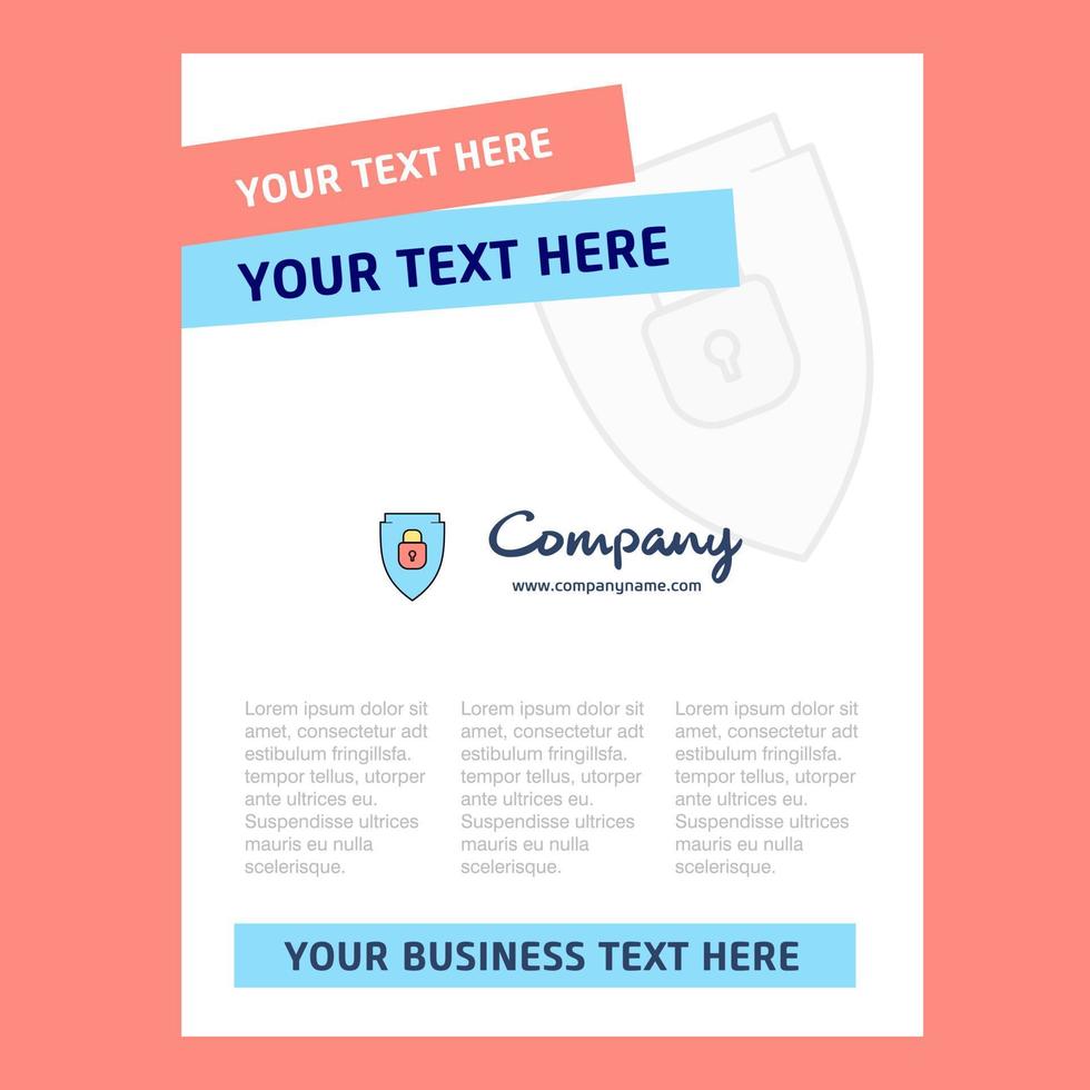 Protected shield Title Page Design for Company profile annual report presentations leaflet Brochure Vector Background