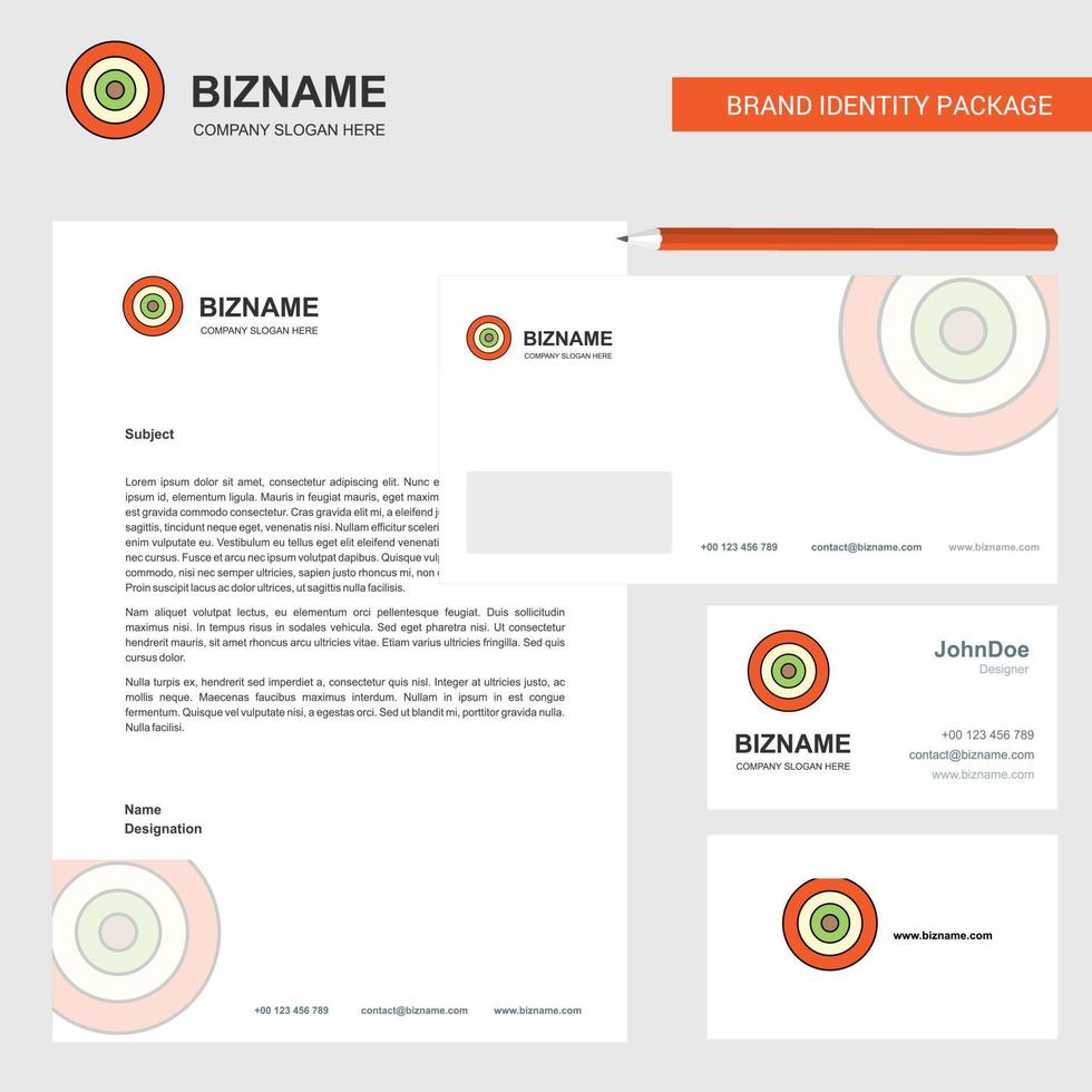 Dart game Business Letterhead Envelope and visiting Card Design vector template