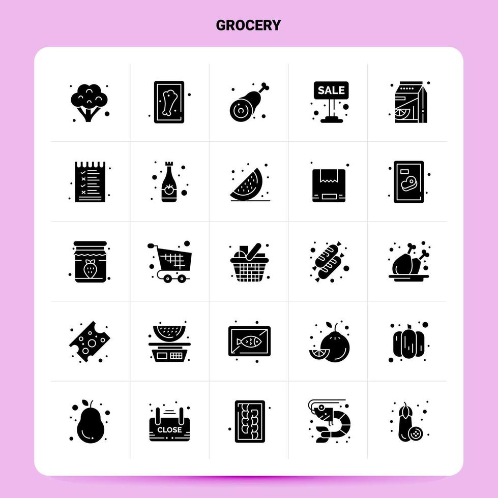 Solid 25 Grocery Icon set Vector Glyph Style Design Black Icons Set Web and Mobile Business ideas design Vector Illustration