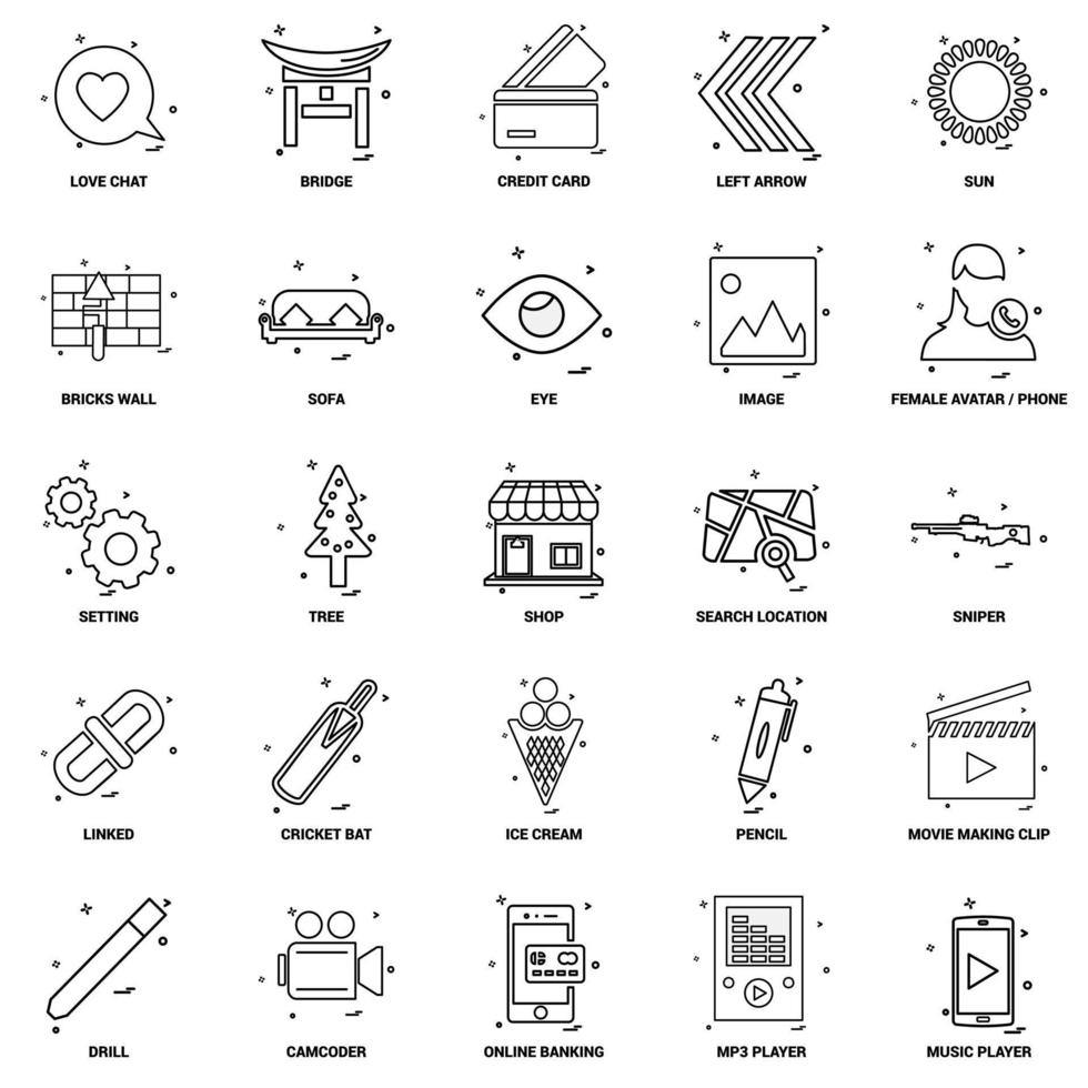 25 Business Concept Mix Line Icon set vector