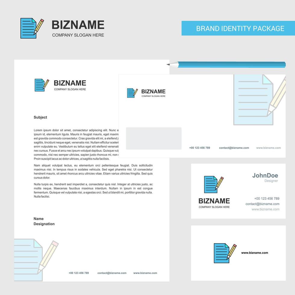 Write document Business Letterhead Envelope and visiting Card Design vector template