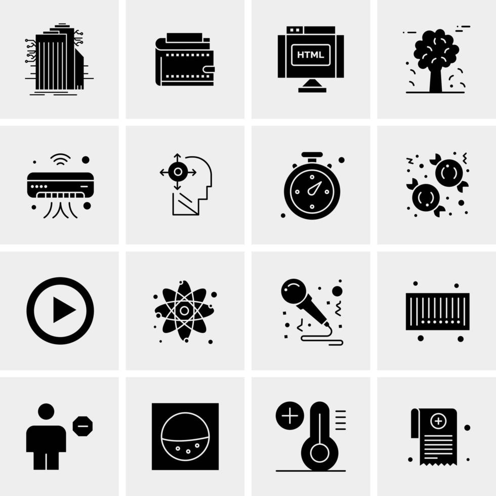 16 iconos de negocios universales vector ilustración de icono creativo para usar en proyectos relacionados con la web y dispositivos móviles