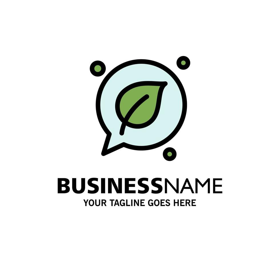 Chat Green Leaf Save Business Logo Template Flat Color vector