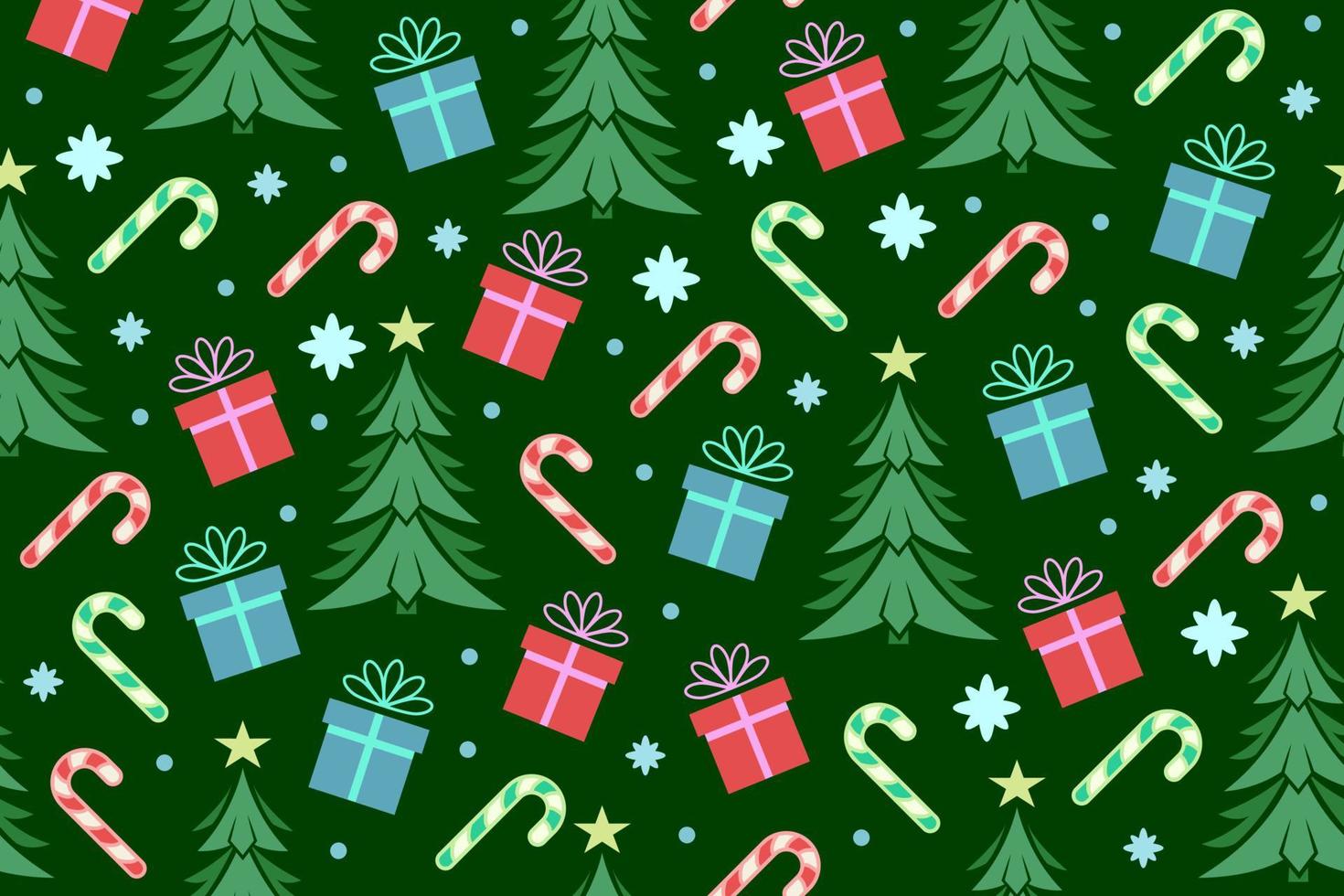 Colorful Christmas seamless pattern. Repeating abstract pattern with repeating decorative elements. vector