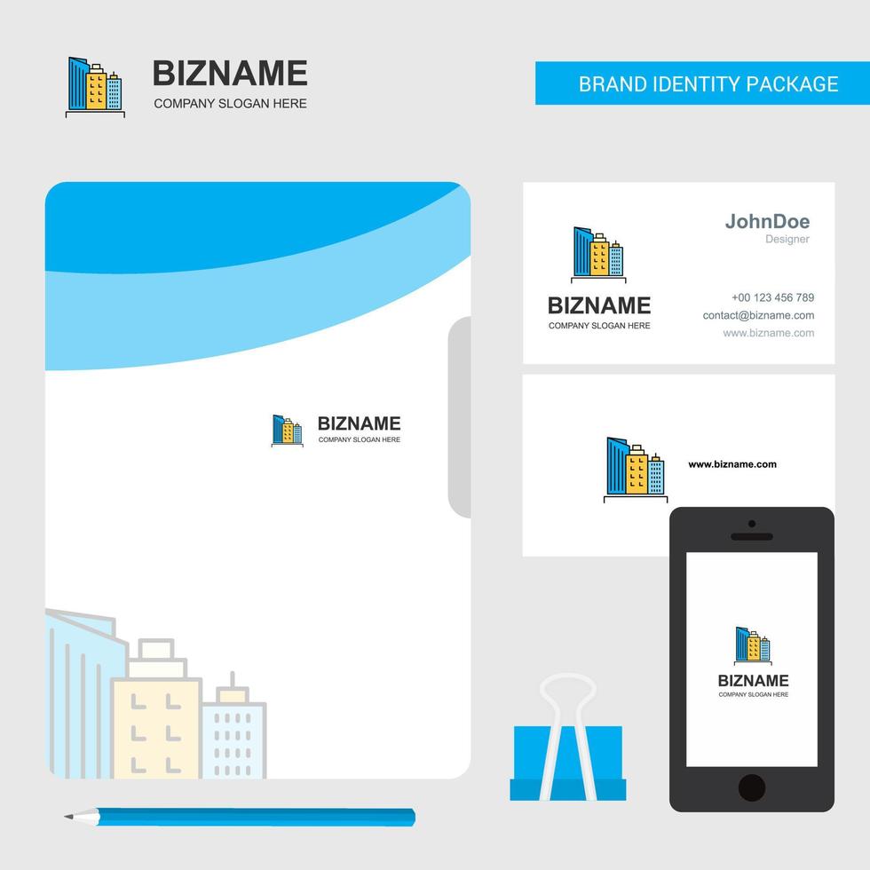 Buildings Business Logo File Cover Visiting Card and Mobile App Design Vector Illustration