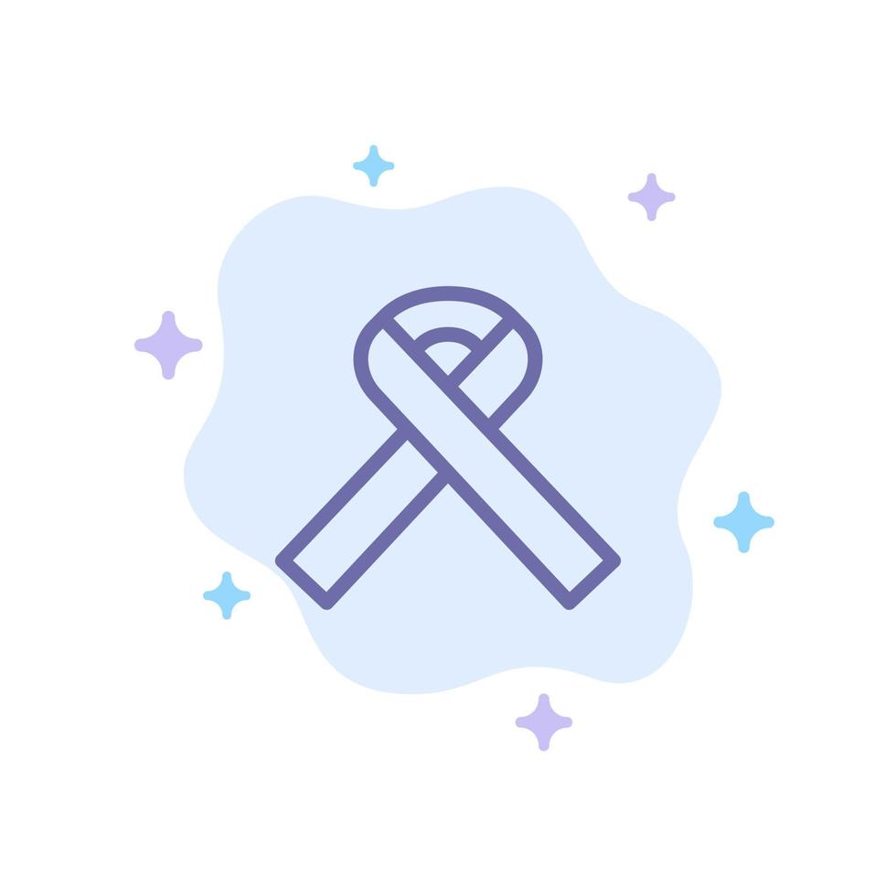 Ribbon Awareness Cancer Blue Icon on Abstract Cloud Background vector