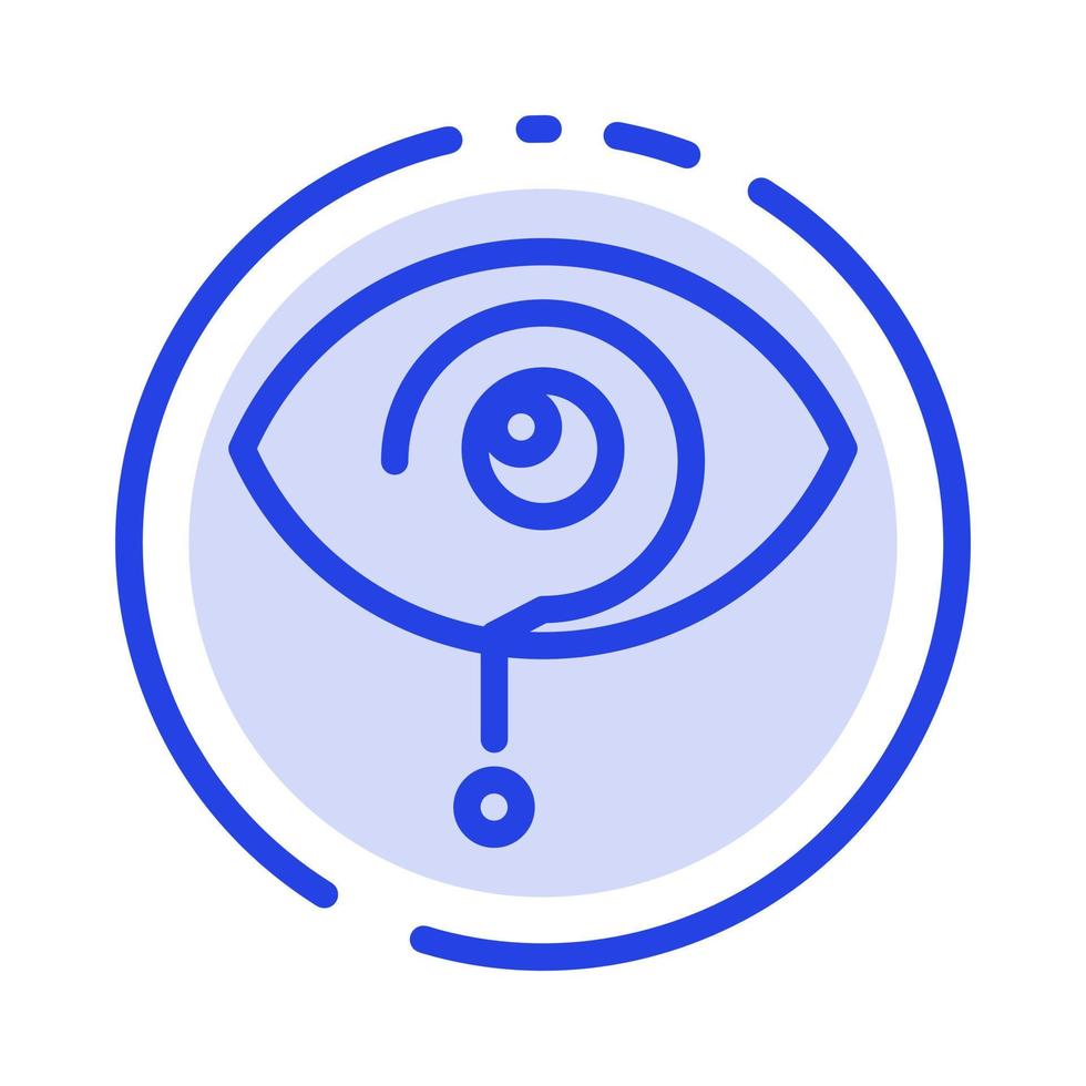 Curious Exclamation Eye Knowledge Mark Blue Dotted Line Line Icon vector