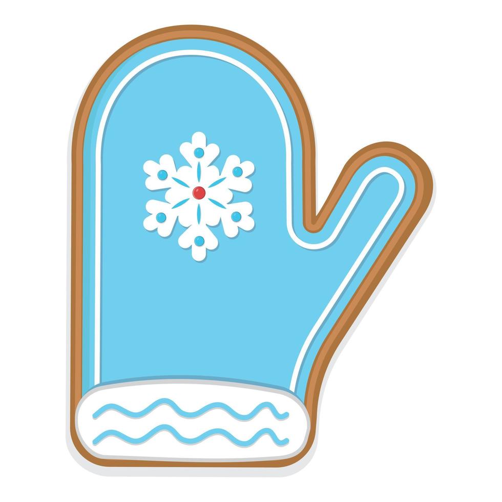 Christmas Ginger cookies mitten with snowflake, color Vector illustration.