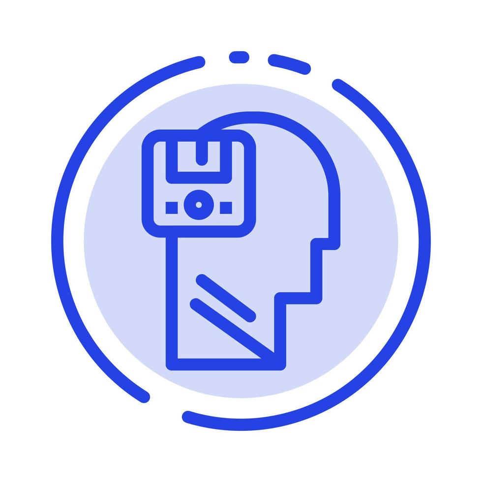 Memory Save Data User Male Blue Dotted Line Line Icon vector