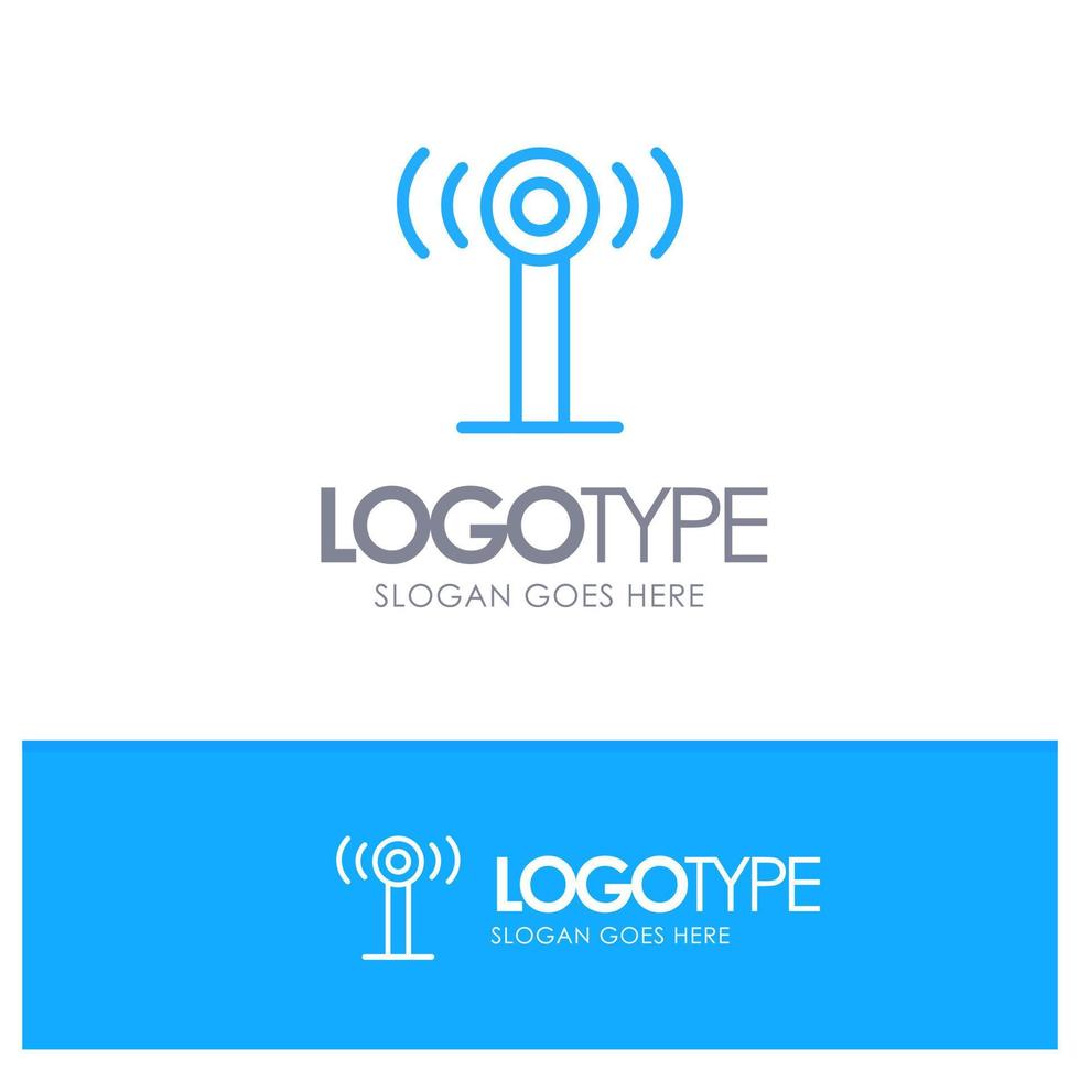 Service Signal Wifi Blue Outline Logo Place for Tagline vector