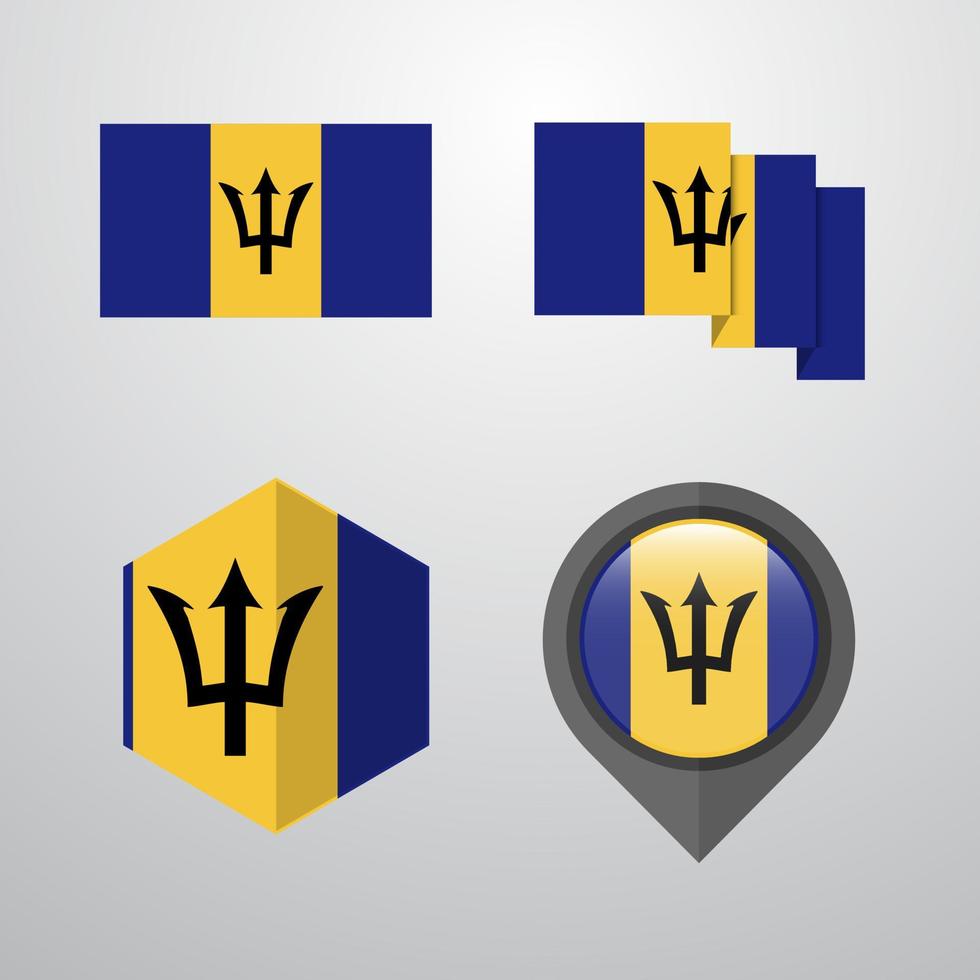 Barbados flag design set vector