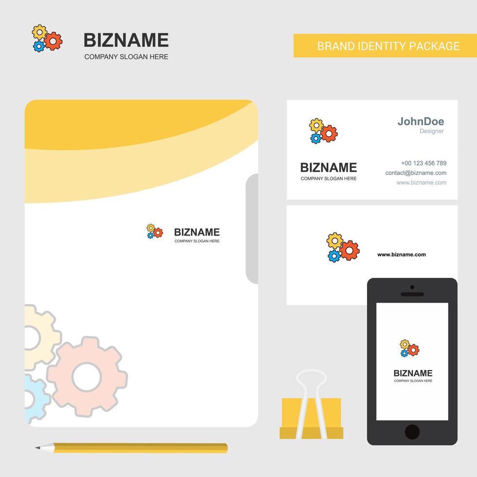 Gear setting Business Logo File Cover Visiting Card and Mobile App Design Vector Illustration