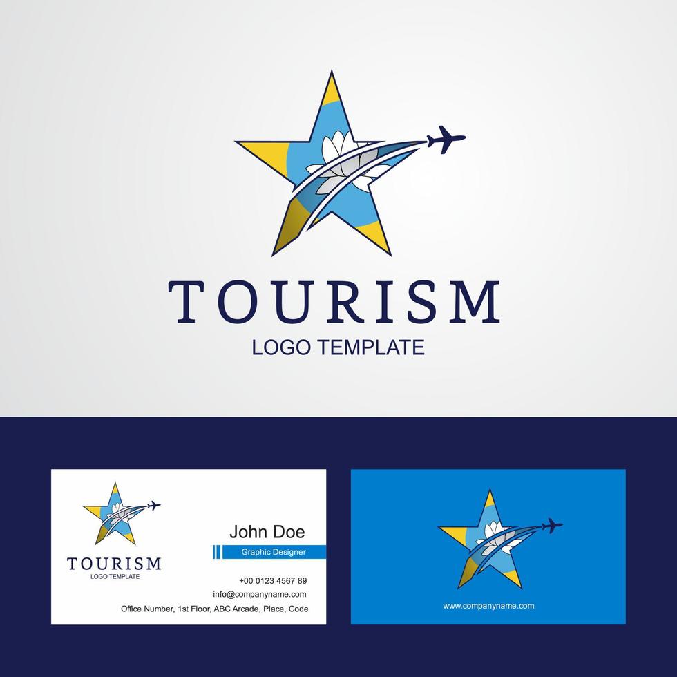 logotipo de estrella creativa de bandera de kalmykia de viaje y diseño de tarjeta de visita vector