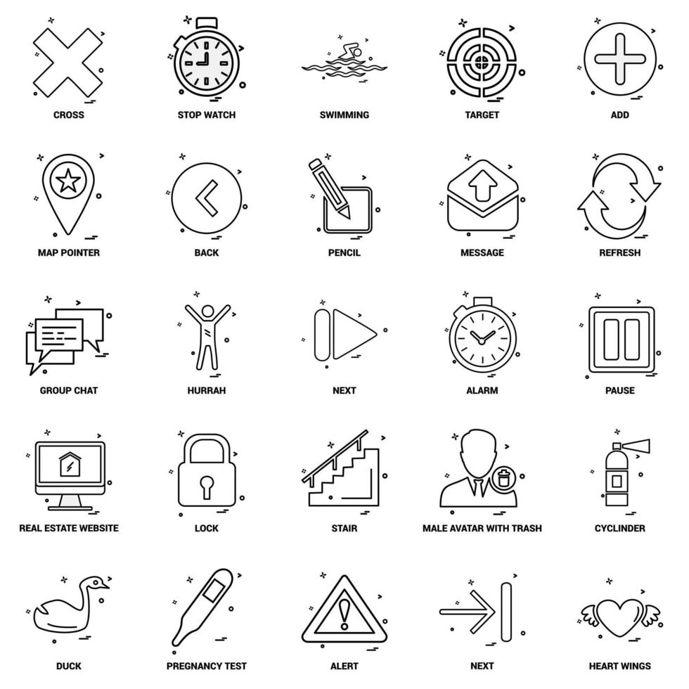 25 conjunto de iconos de línea de mezcla de concepto de negocio vector