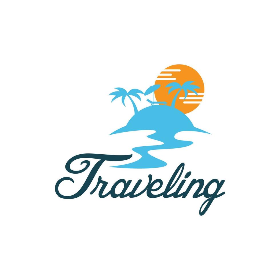 Summer beach travel logo vector design image illustration