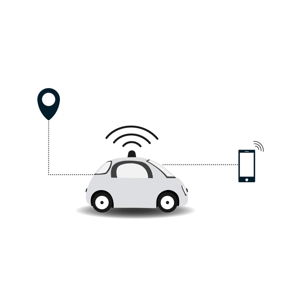 Autonomous self driving car vector image design illustration