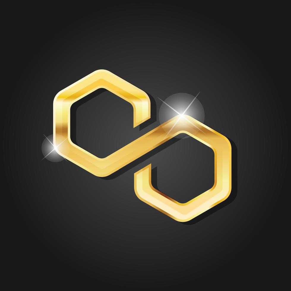 Golden shiny polygon icon badge symbol vector
