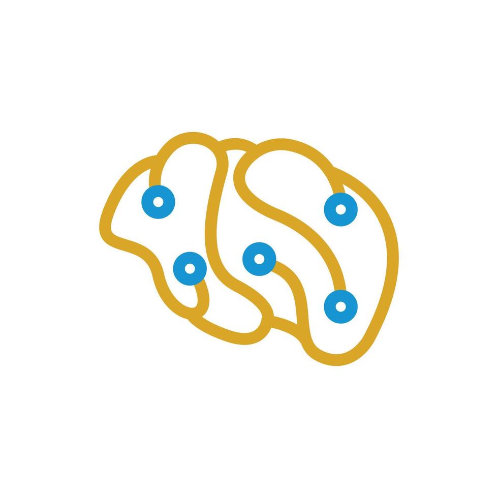 diseño de logotipo de tecnología de cerebro creativo en arte lineal vector
