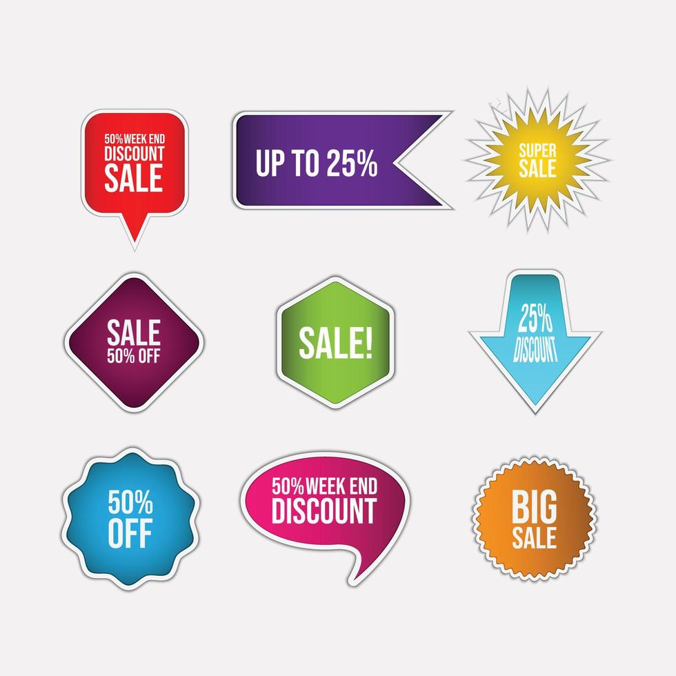 Colorful sale vector label and tag icon vector design