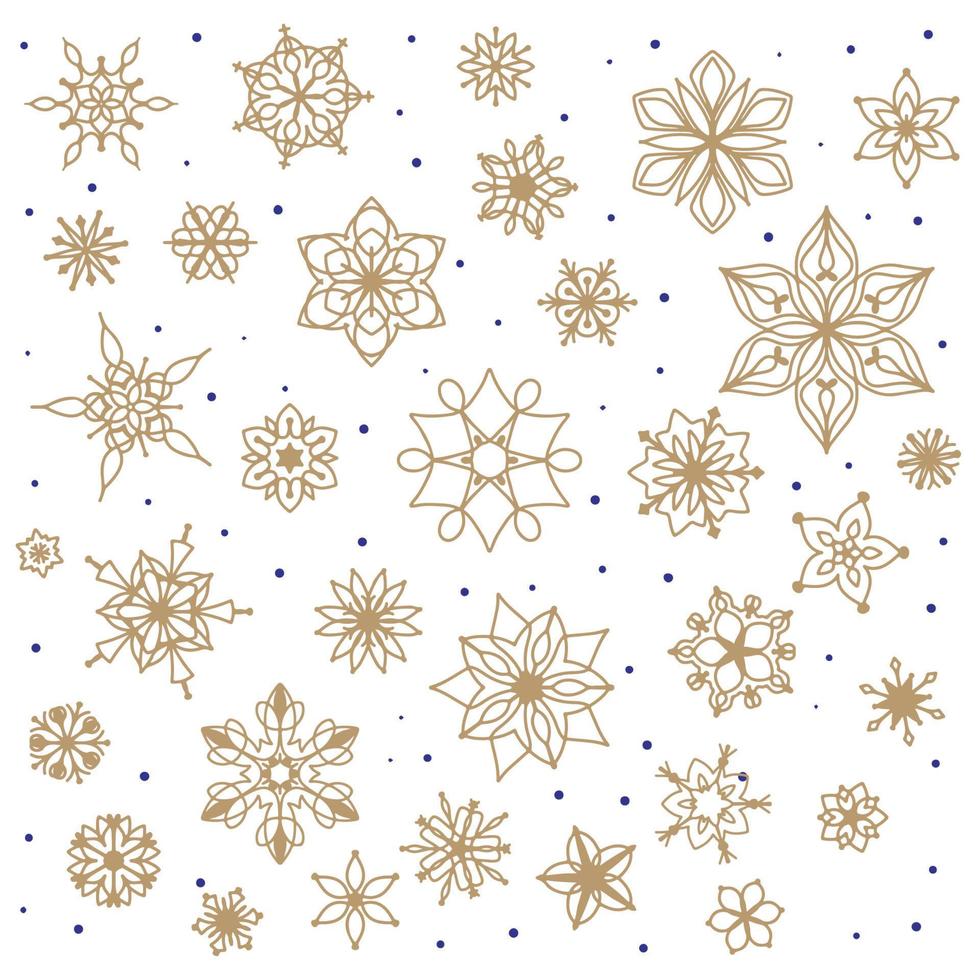 Set of snowflakes, different shapes and sizes on a white background vector
