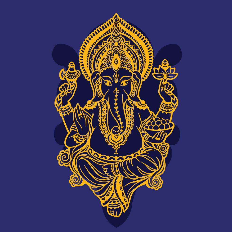 feliz ganesh chaturthi lord ganesha en color azul con fondo de color de diseño indio tradicional. vector