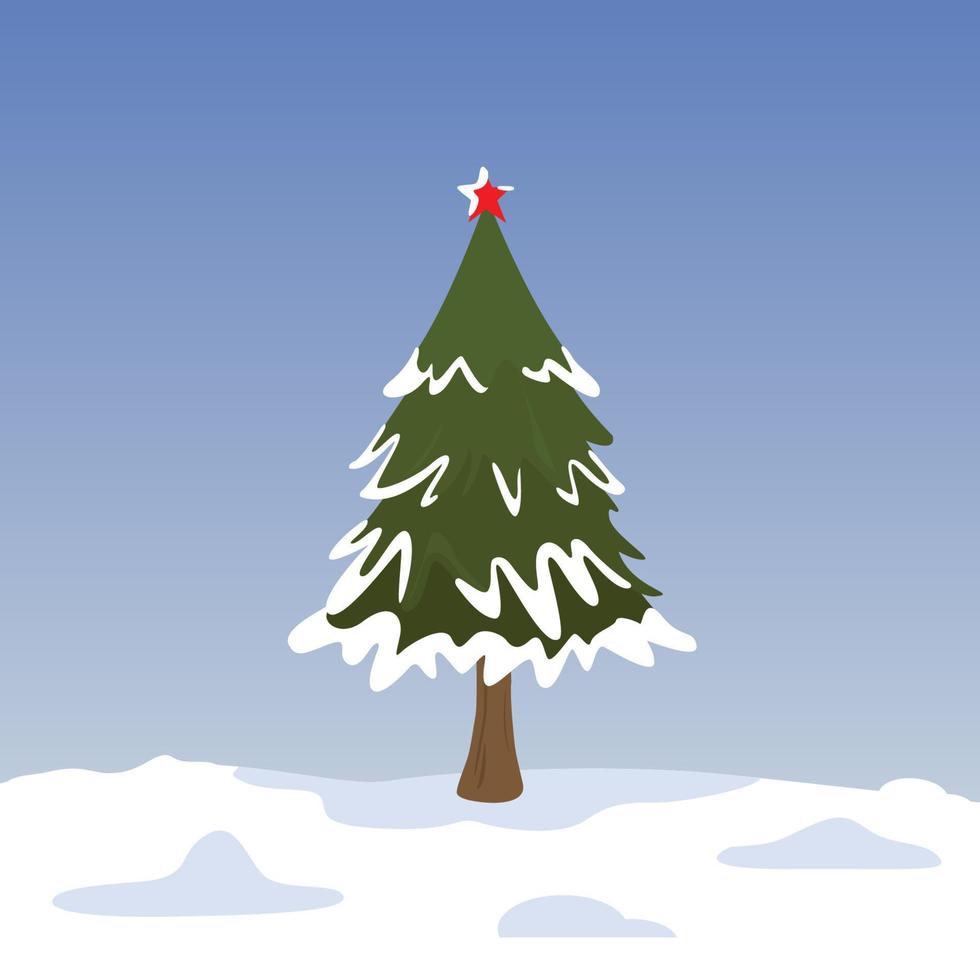 Christmas tree in Snow premium vector illustration