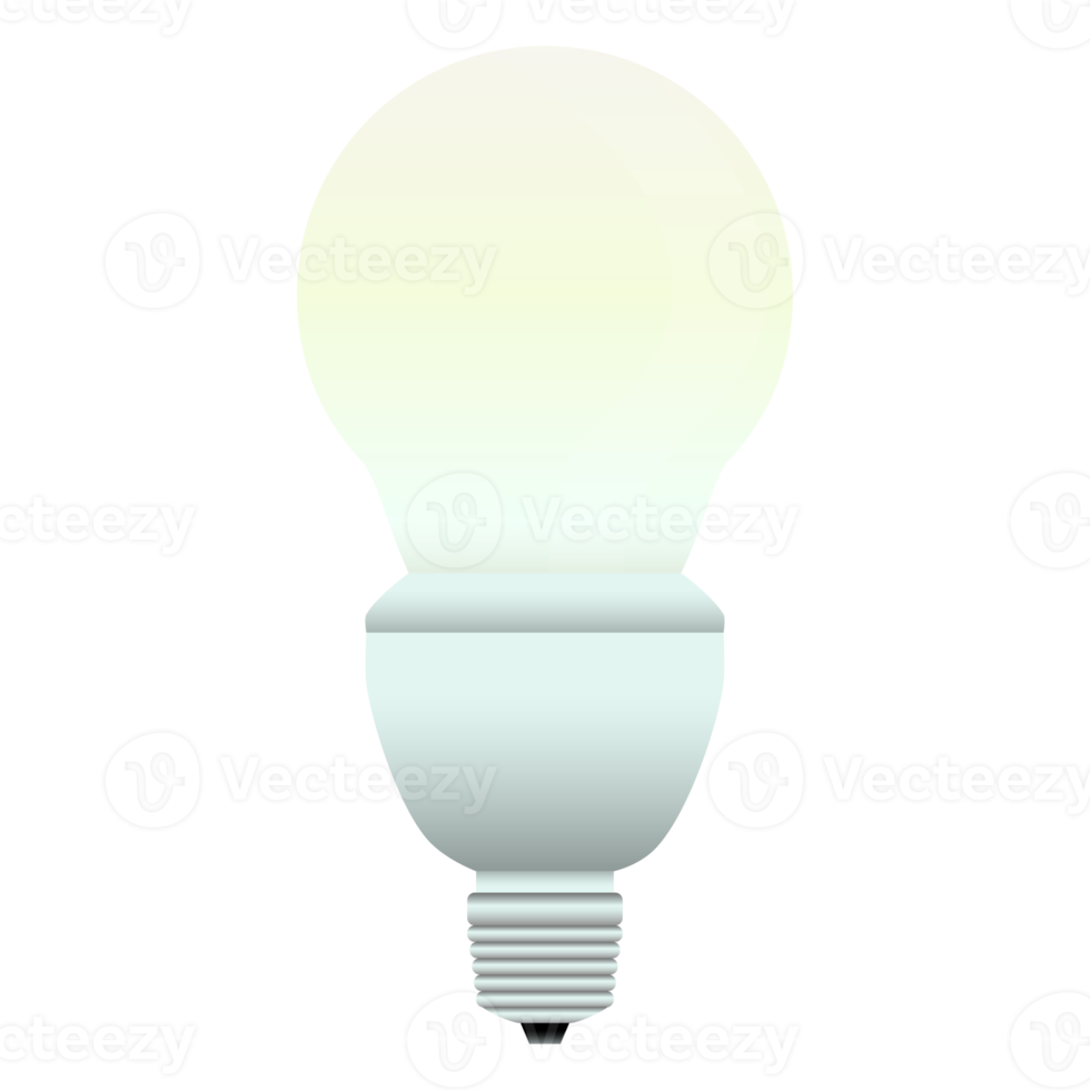 Light bulb LED in realistic style. Incandescent and energy saving. Colorful PNG illustration.