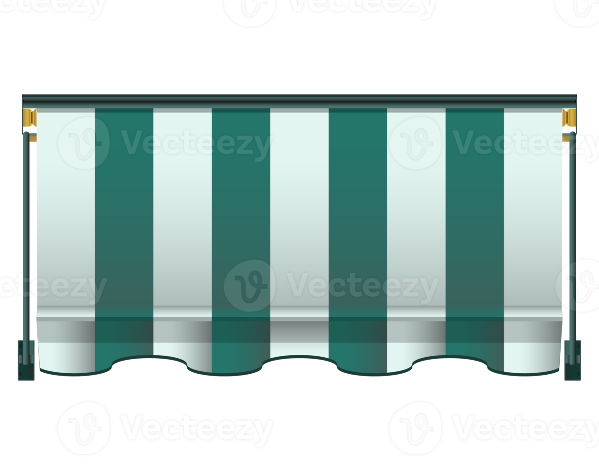 Awnings in realistic style. Striped awning for the cafes and street restaurants. Colorful PNG illustration.