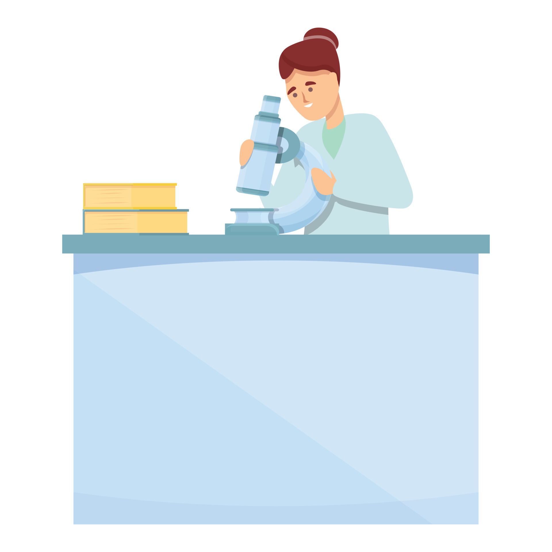 Woman lab microscope icon cartoon vector. Medical laboratory 14339303