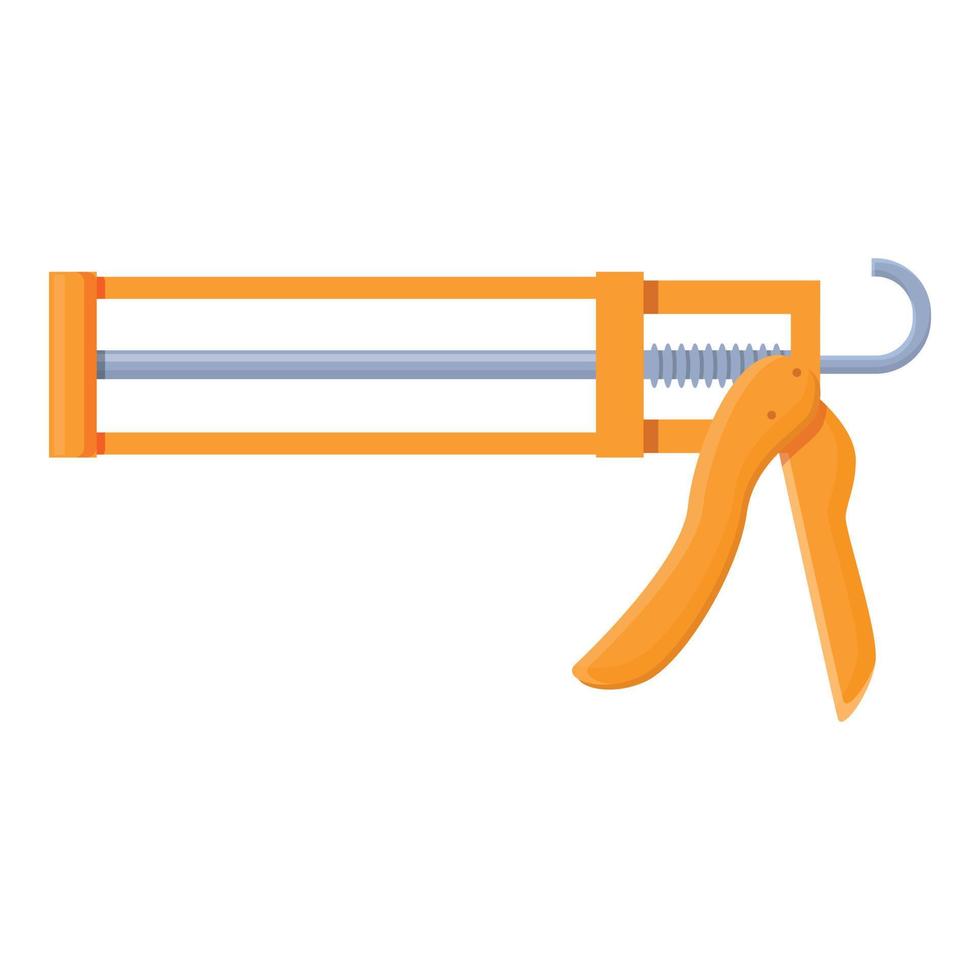 Plastic silicone caulk gun icon, cartoon style vector