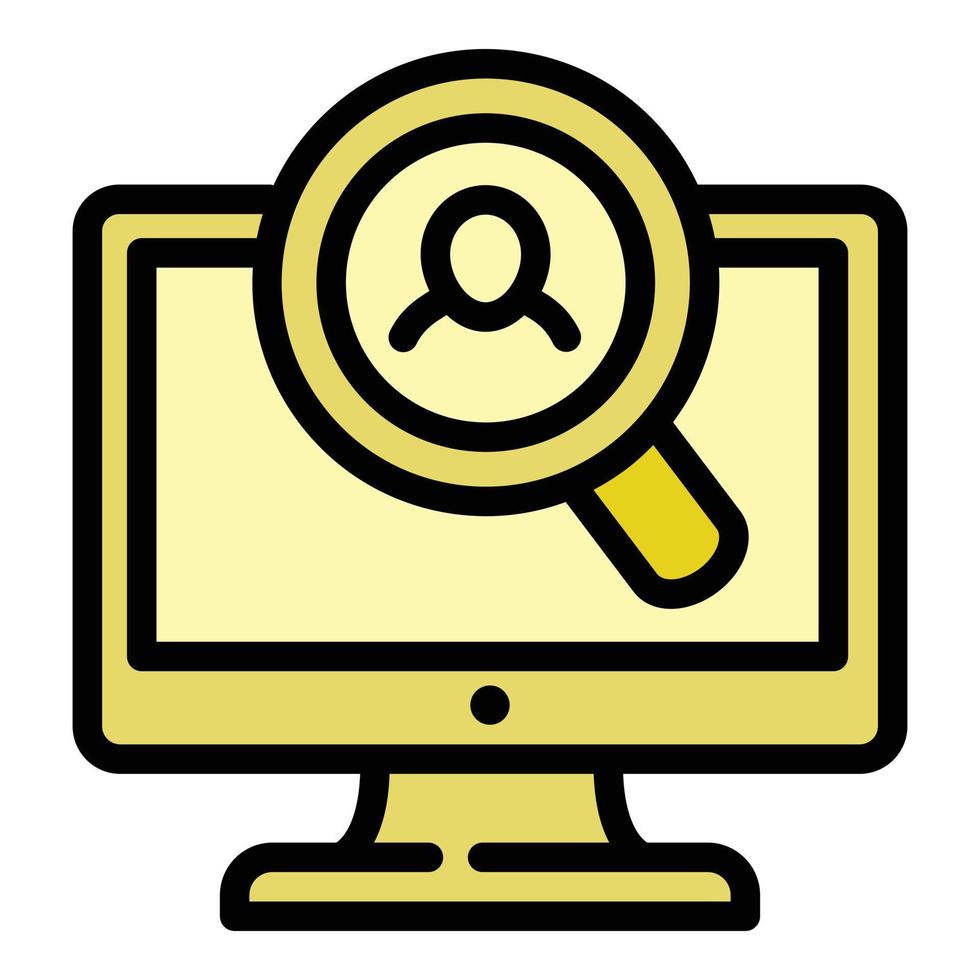 Search monitor icon outline vector. Online candidate vector
