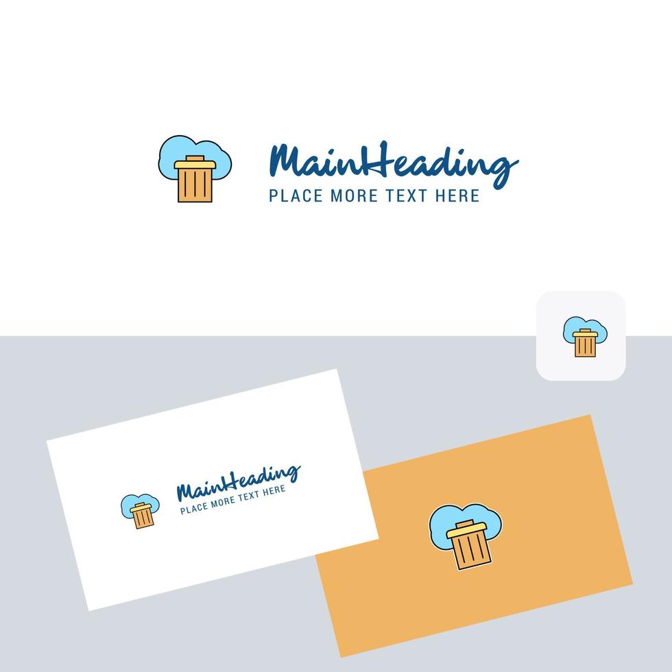 Cloud trash vector logotype with business card template Elegant corporate identity Vector