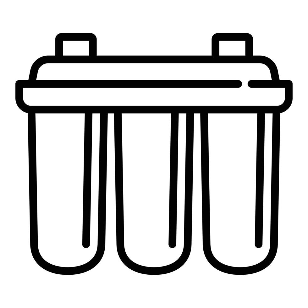 Triple water filter icon, outline style vector