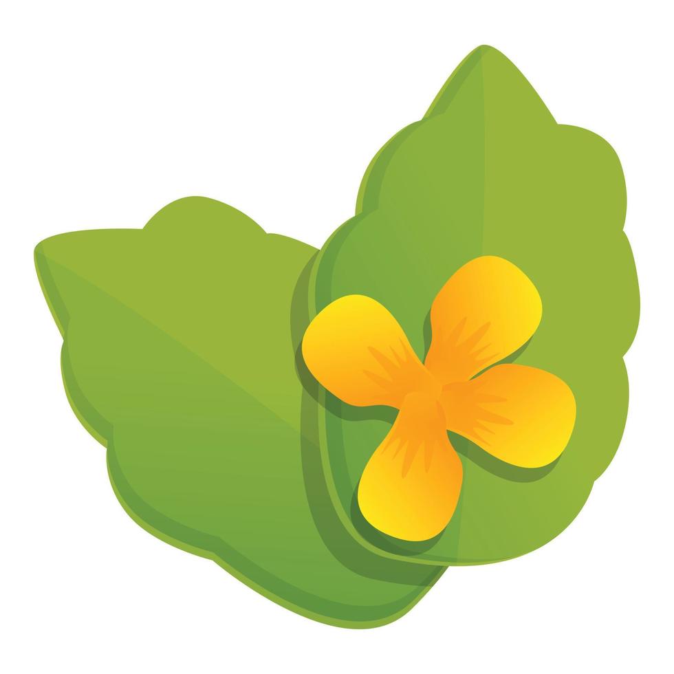 Celandine herb flower icon, cartoon style vector