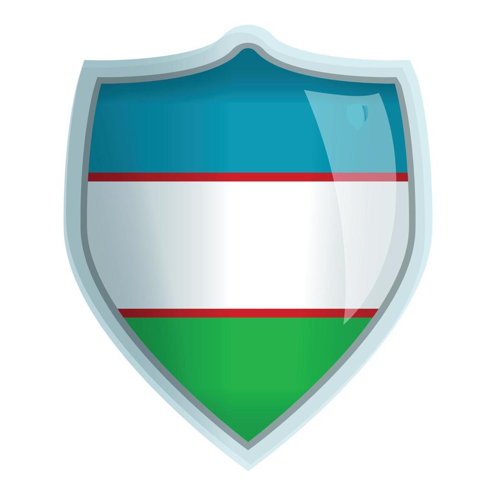 Uzbekistan flag shield icon cartoon vector. Map emblem vector