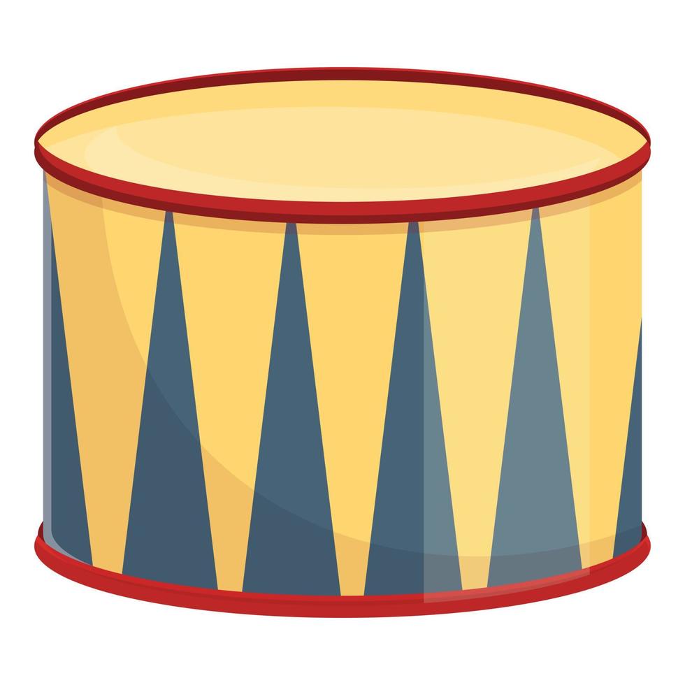 Drum music icon, cartoon style vector