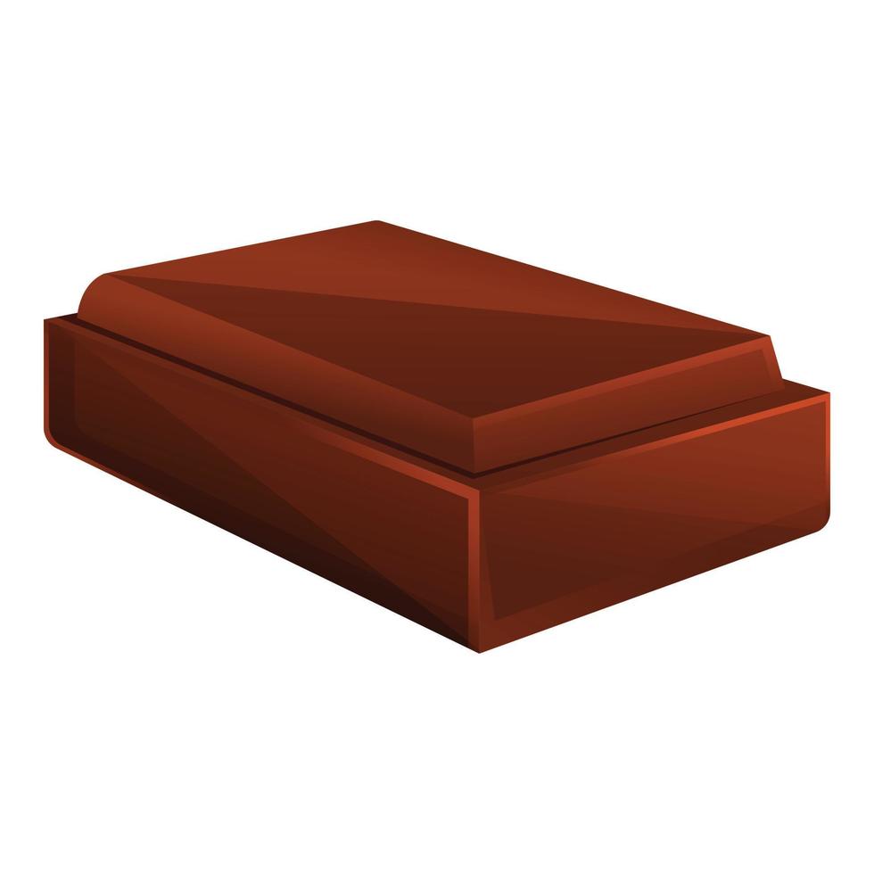 Sweet chocolate piece bar icon, cartoon style vector