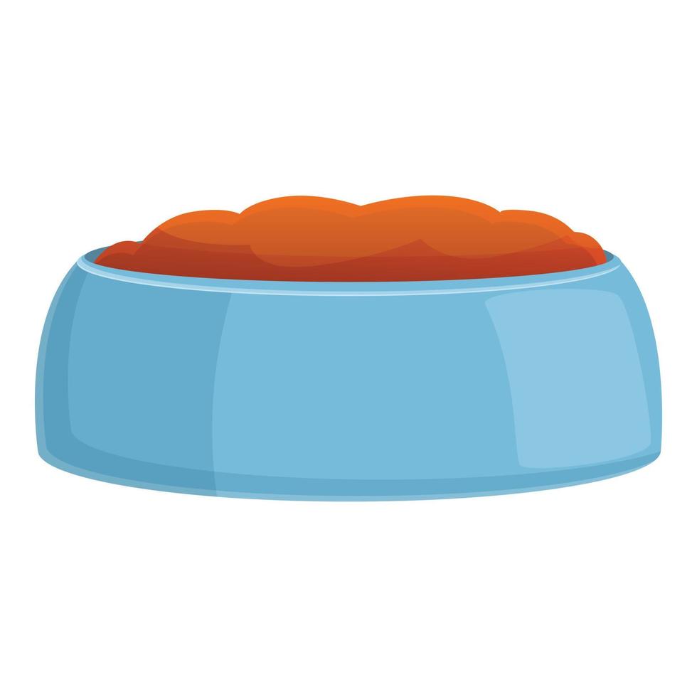 Dog food bowl icon, cartoon style vector