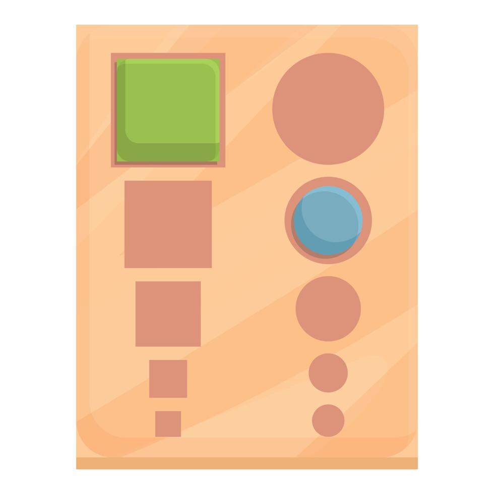 Montessori square circle icon cartoon vector. Wood toy vector