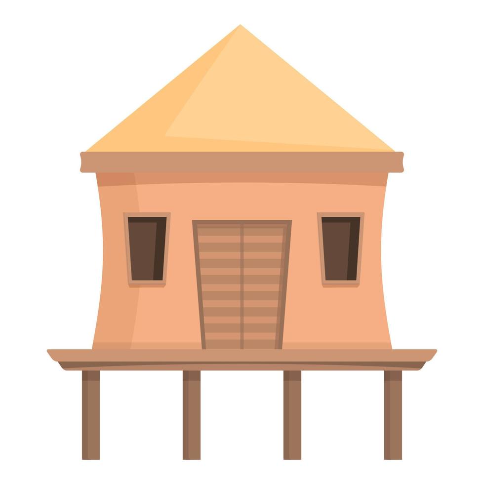 Dusk bungalow icon cartoon vector. Sea villa vector