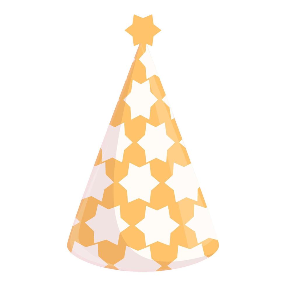 Party hat with big stars icon, cartoon style vector