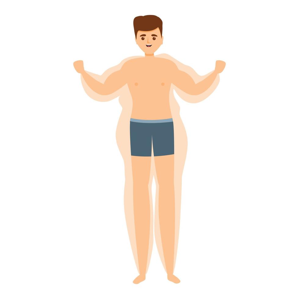 Boy slimming body icon, cartoon style vector