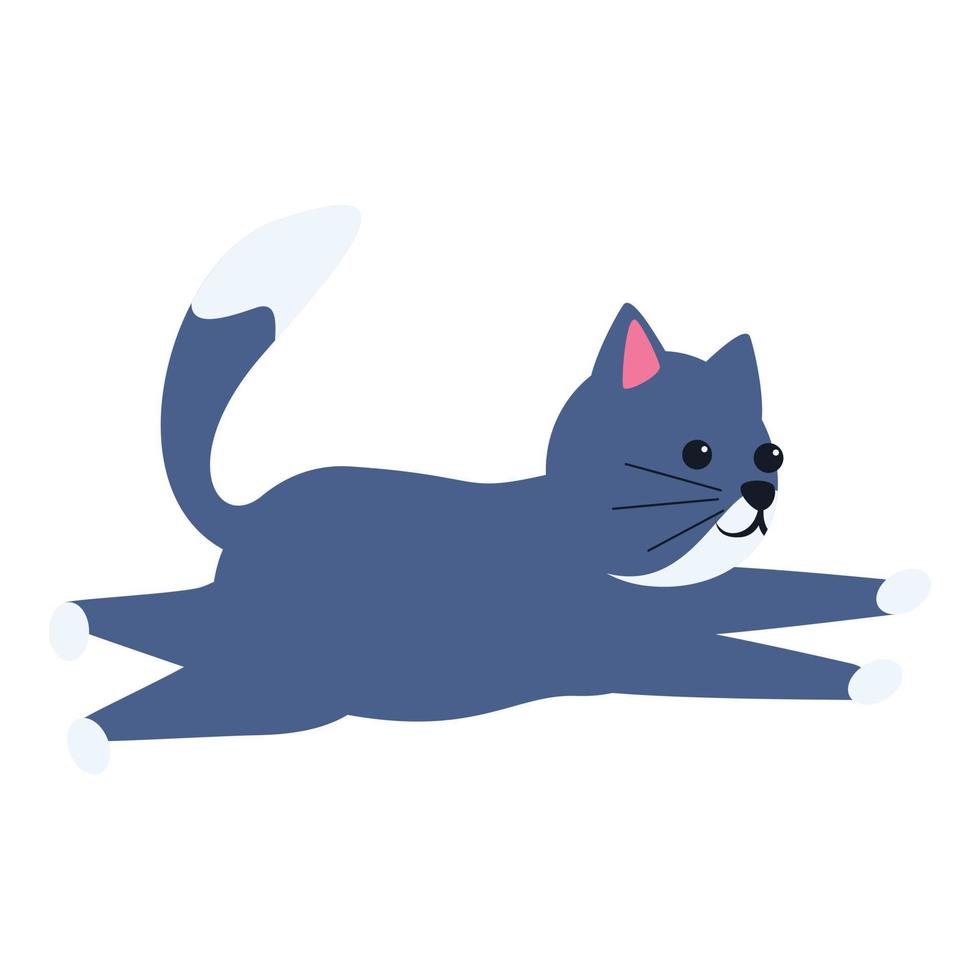 Playful cat pose icon, cartoon style vector