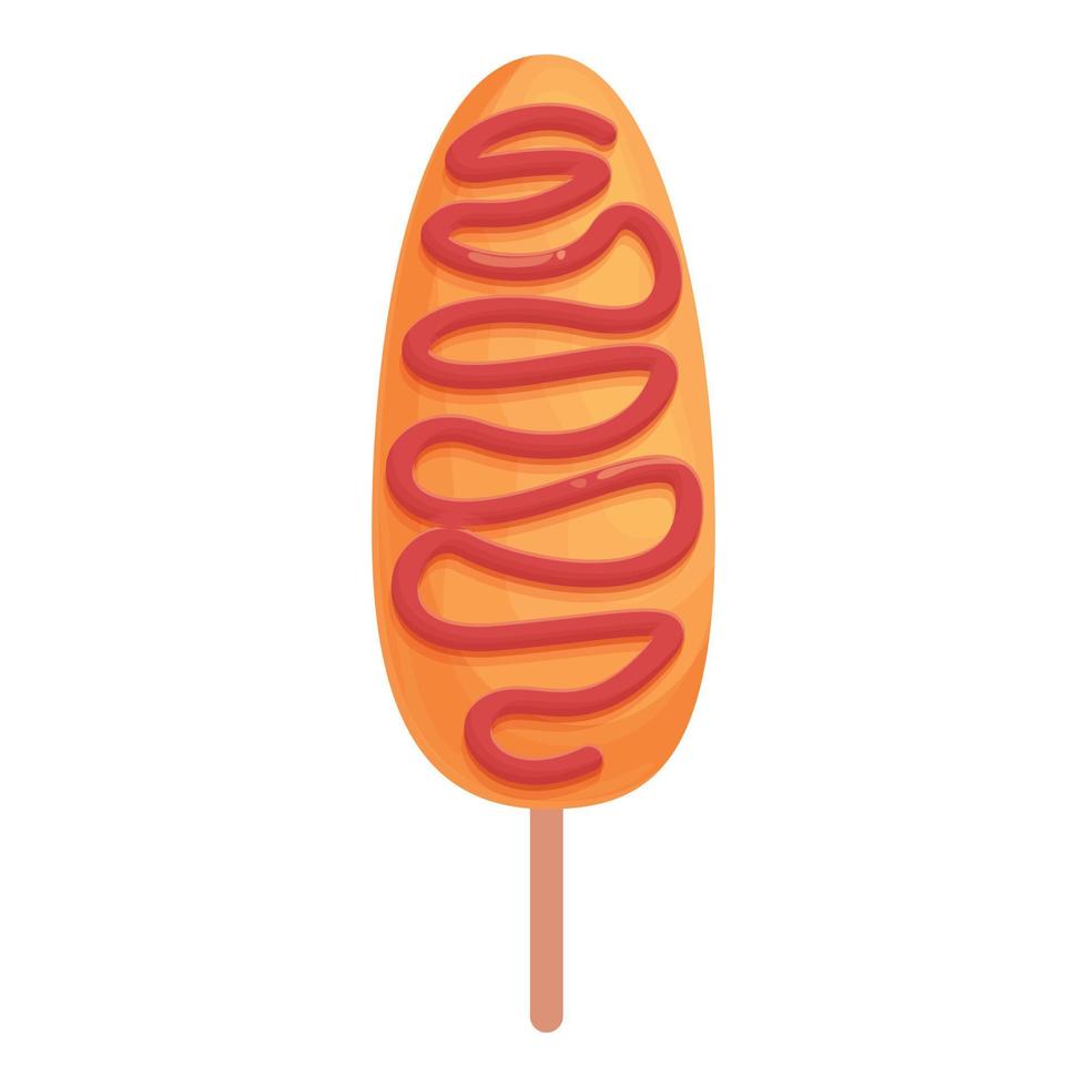 Ketchup corn dog icon cartoon vector. Food stick vector