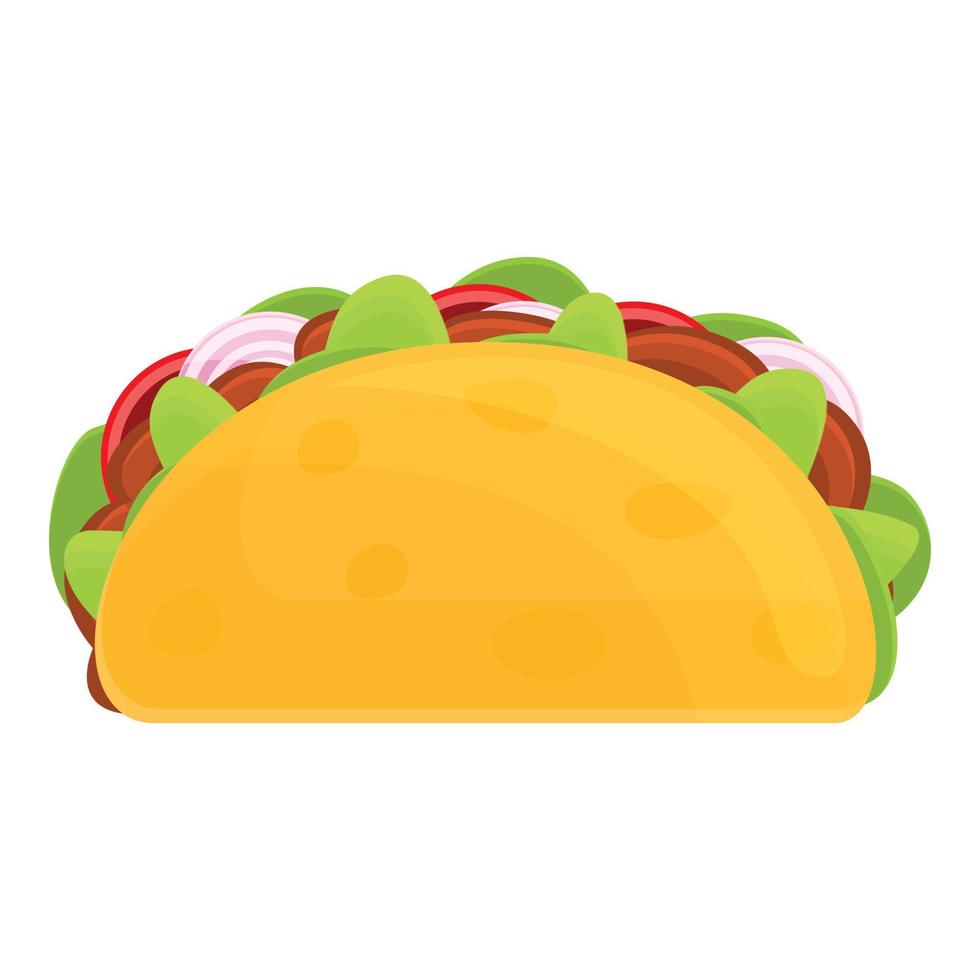 Warm taco icon, cartoon style vector