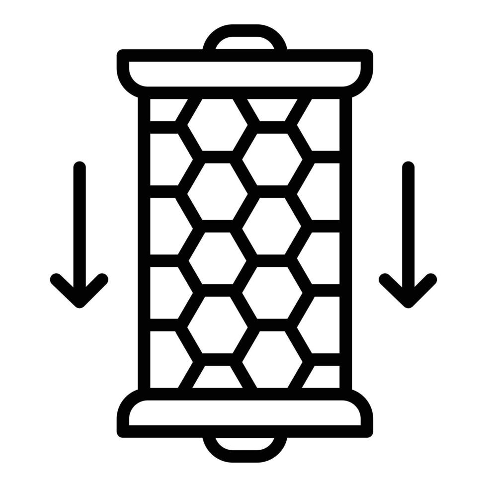 Carbon water filter cartridge icon, outline style vector